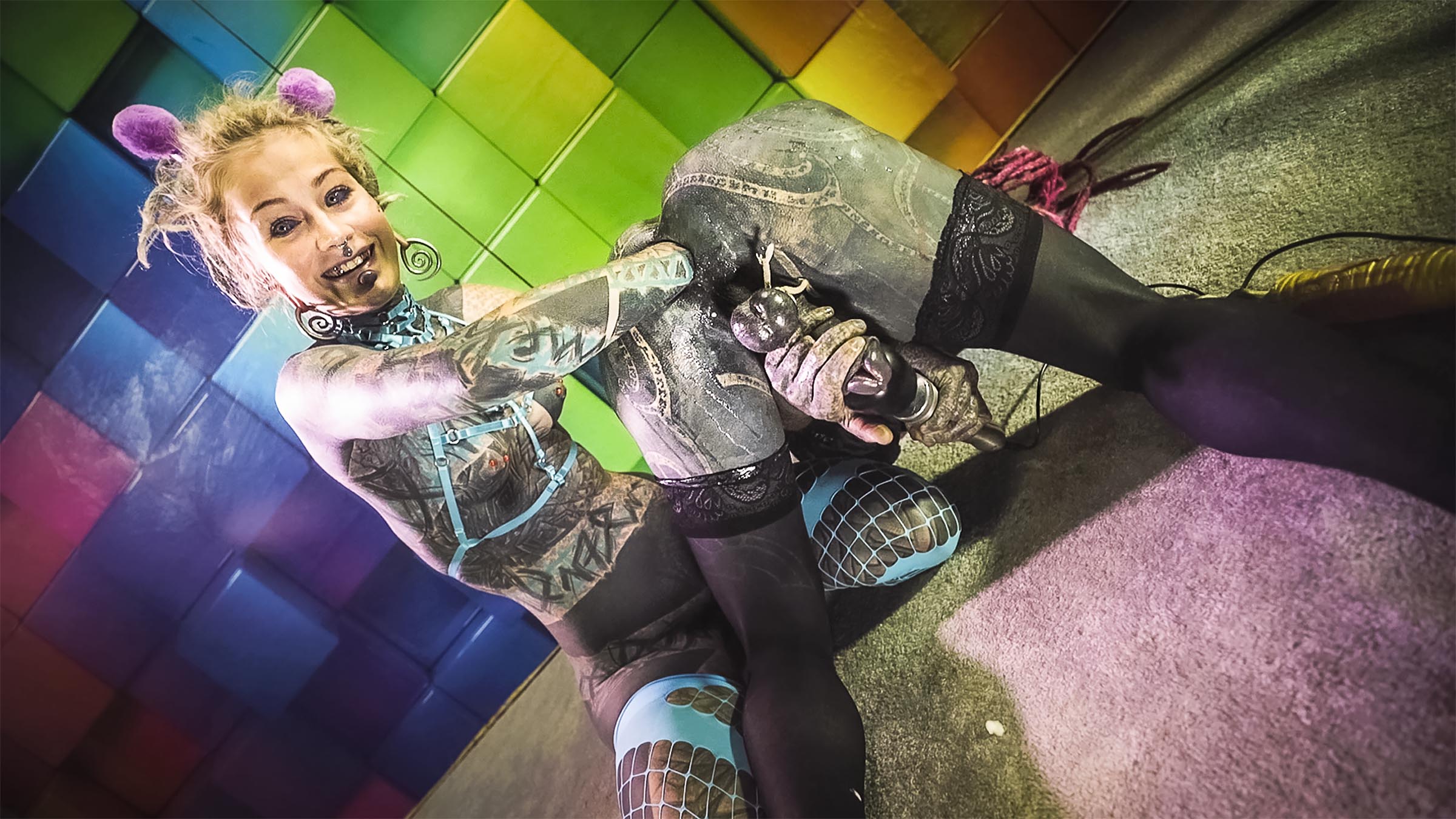 Heavily Tattooed Trans Gets Anal Fisted From Domina